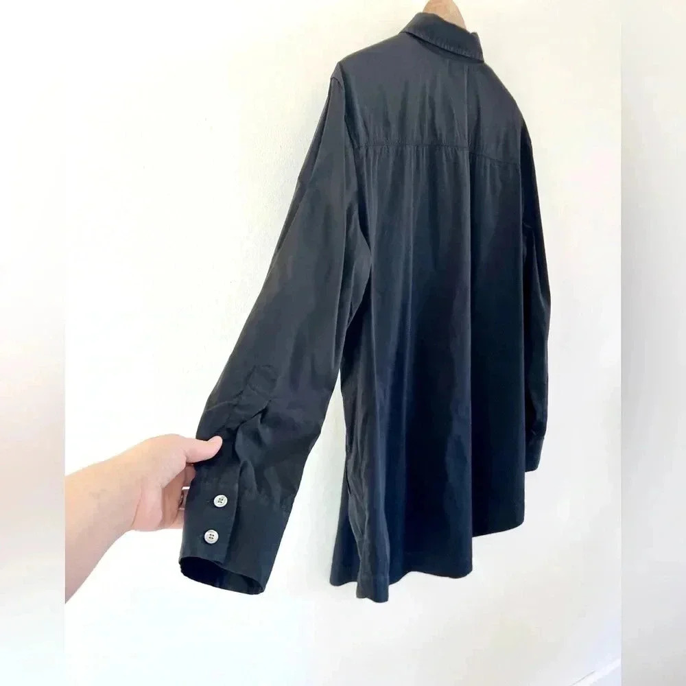 Layfayette 148 New‎ York Black Long Sleeve Roll Tab Shirtdress/Tunic Top Size 16 - Picture 6 of 12